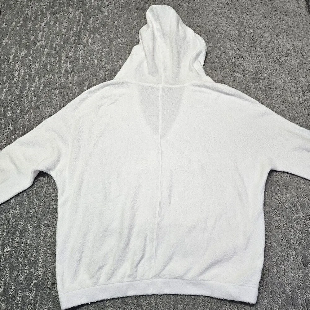 Stateside Womens Deep V‎ Neck Ribbed French Terry Hoodie Sweatshirt White Sz. L - Picture 8 of 11